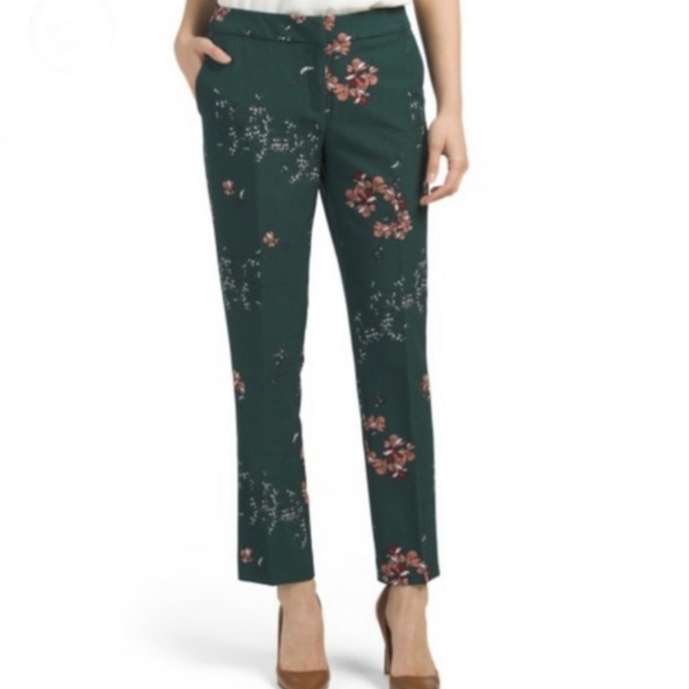 Carolina Belle Green Floral Pleated Trouser Pants